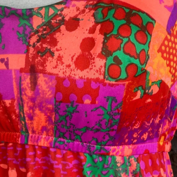 Accentuette Vintage 60s 70s Neon Pink Nylon Maxi Halter Summer Dress Size 36B - Picture 7 of 11